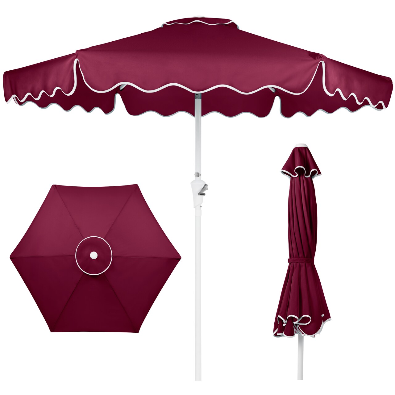 Best Choice Products 7.5ft Patio Market Umbrella with Wavy Trim, Fade-Resistant, Crank & Tilt, Wind Vent